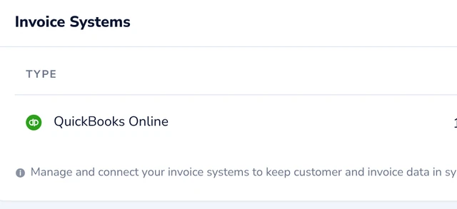 Invoice Systems: QuickBooks Online connected